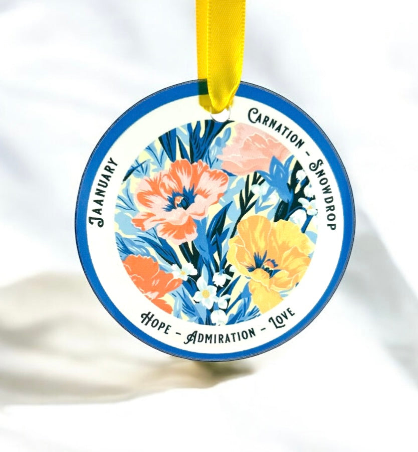 January carnations and snowdrop birth month flowers