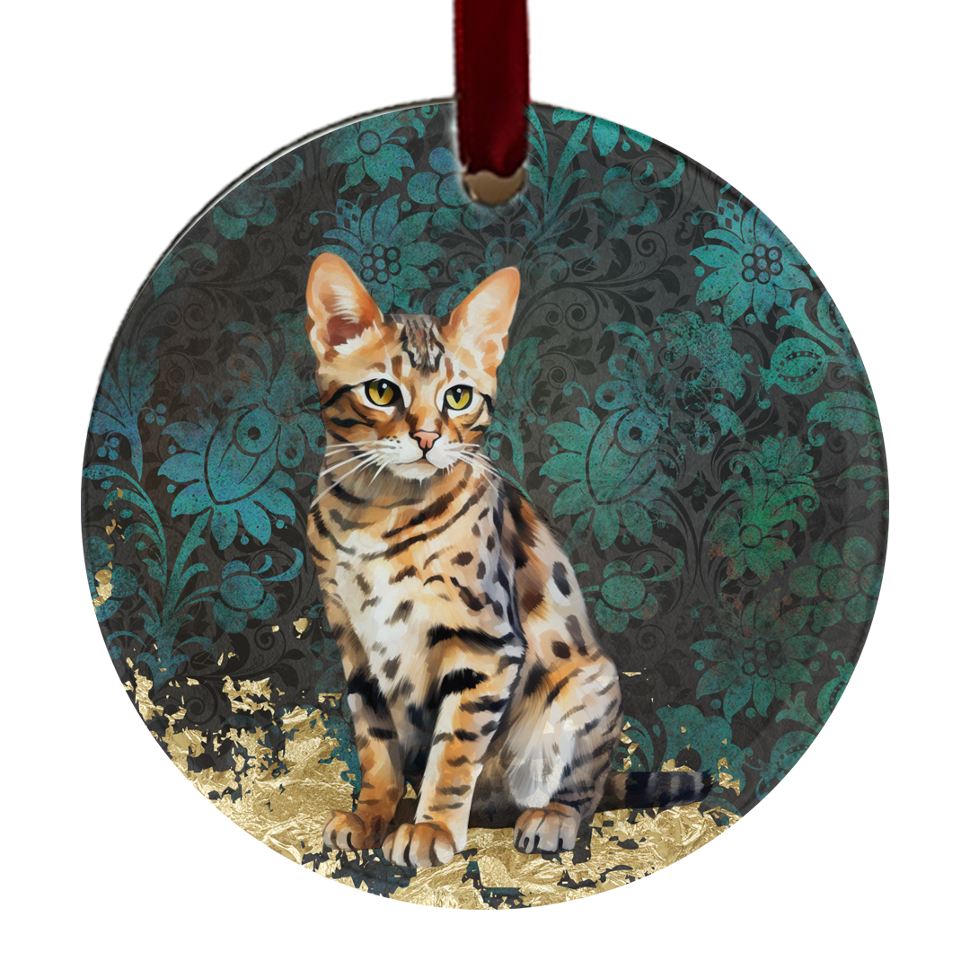 Glass Bengal Cat Ornament
