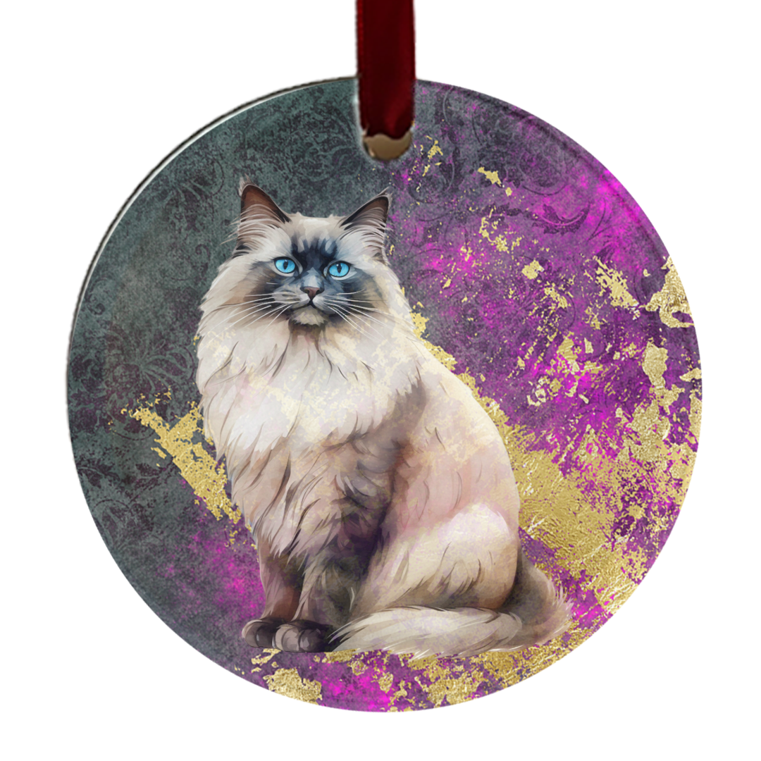 Birman Cat Glass Ornament