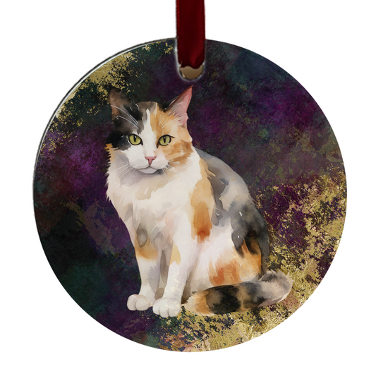 Glass Calico Cat Ornament