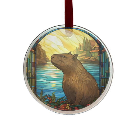 stain-glass looking capybara ornament