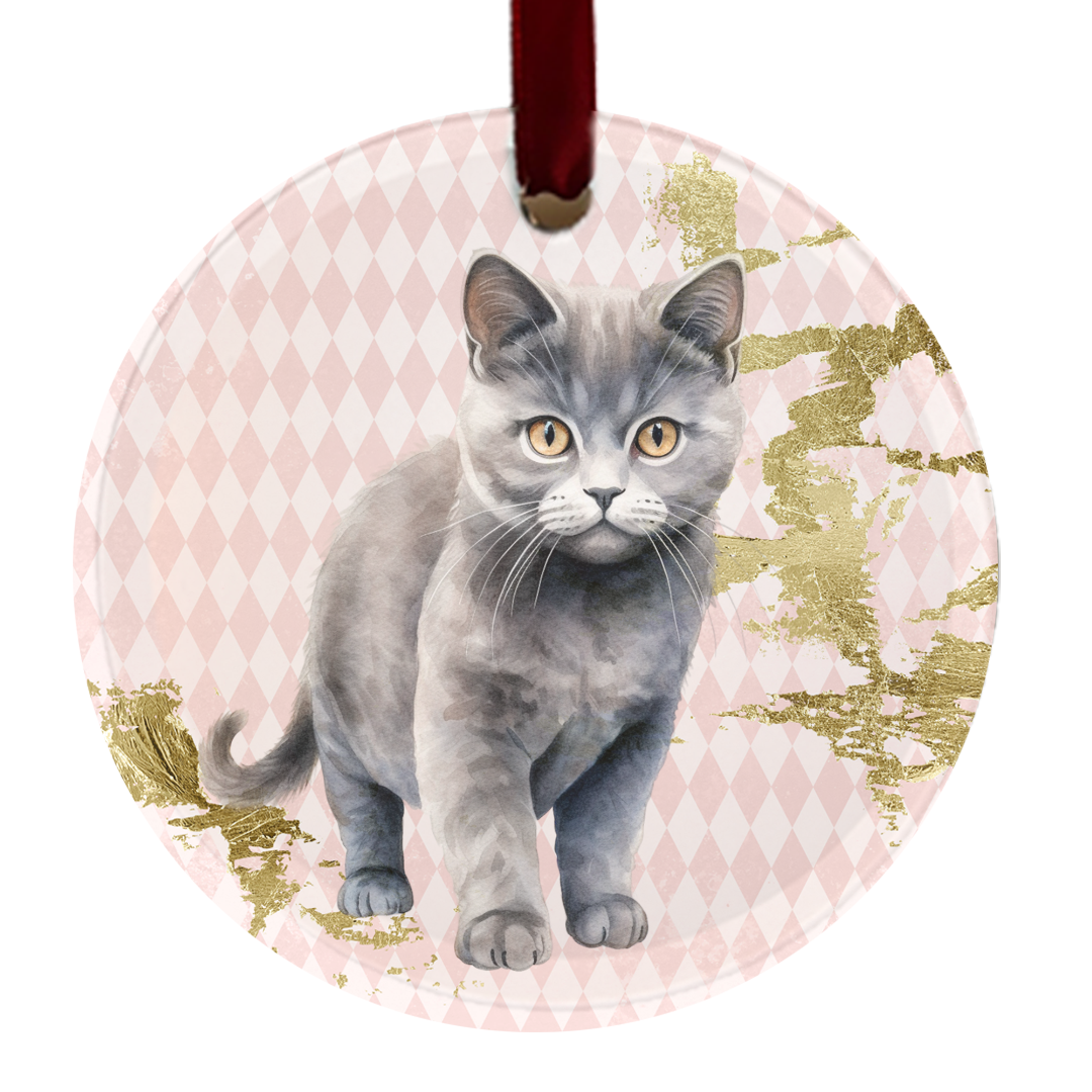 Glass Ornament Chartreux Cat