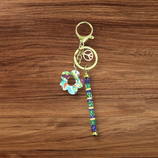 Handmade Hippie Flower and Peace Sign Bag Charm