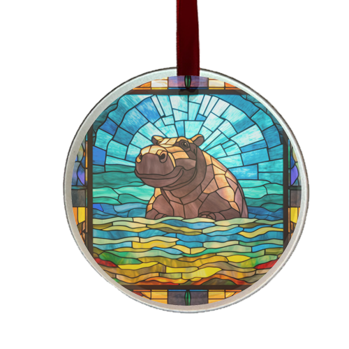 hippo glass ornament