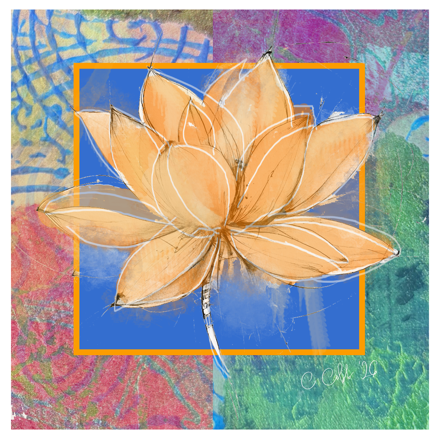 Opening — Framed 8×8 Ceramic Tile Art