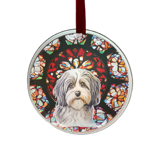 Lowchen little lion dog glass ornament