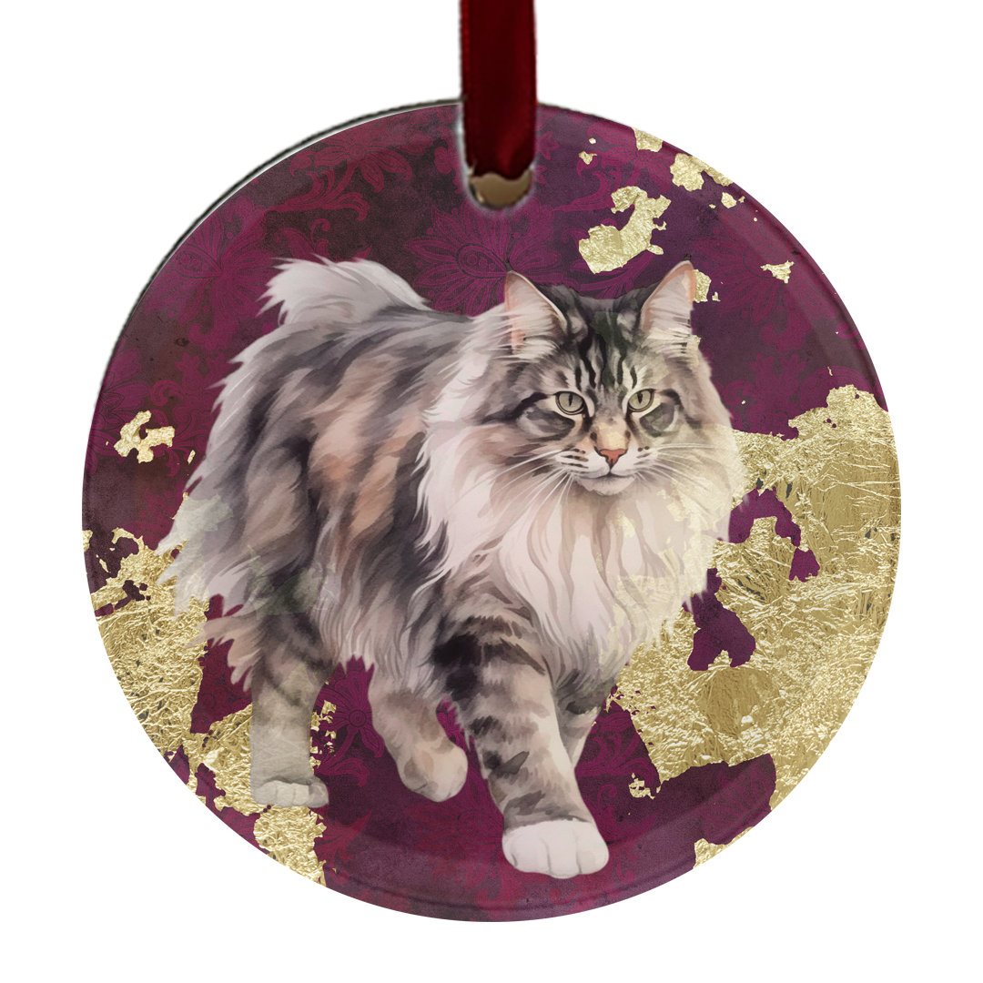 Maine Coon Cat Glass Ornament