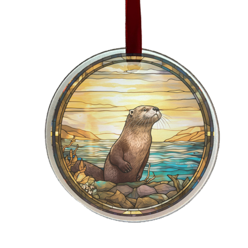 otter glass ornament