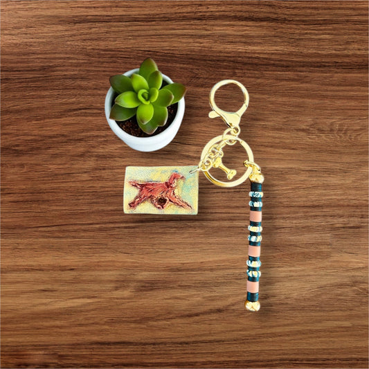 Irish Setter Bag Charm with Boho Beads