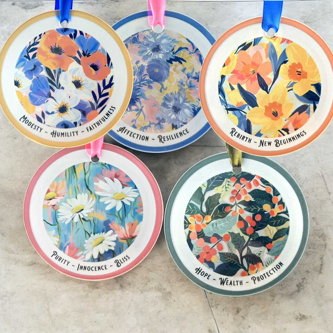 Birth Month Flower Glass Ornament - Suncatcher
