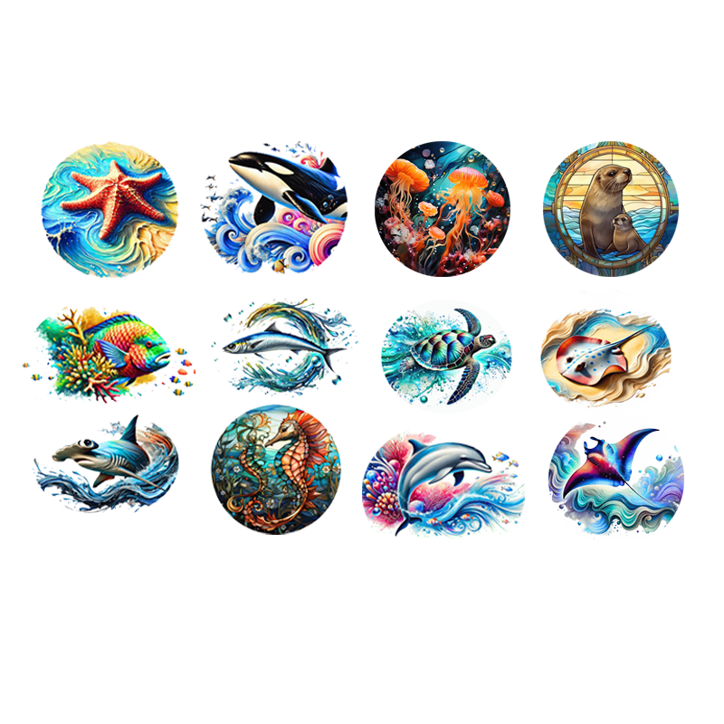 12 designs for sea life glass ornaments