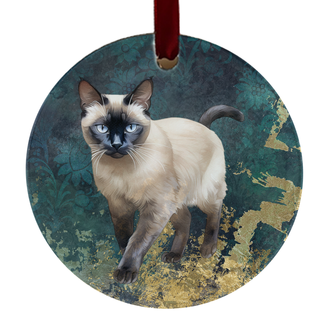 Siamese Cat Glass Ornament
