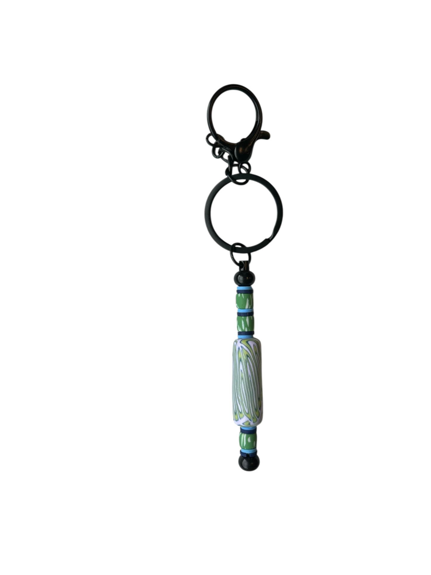 Custom Bag Charm with Polymer Clay Beads & Photo Charm – Personalized Keyring Accessory