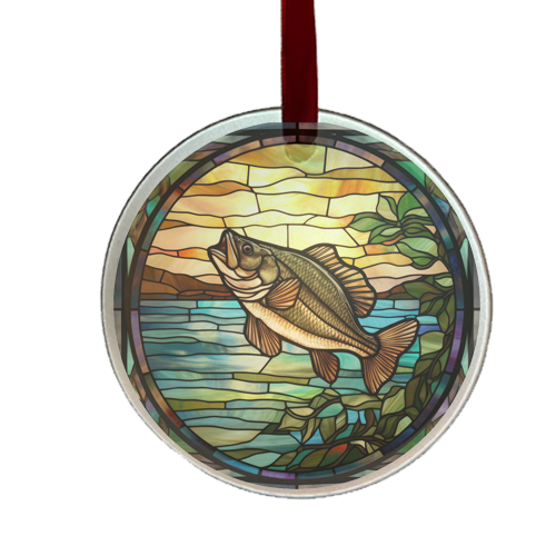stain-glass looking ornament design with bass fish