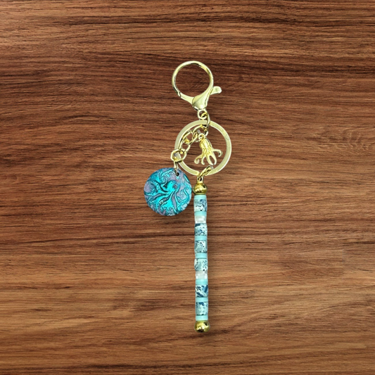 Handmade Polymer Clay Octopus Bag Charm