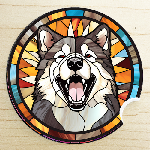 Stained Glass Dog Ceramic Car Coasters- Working Group