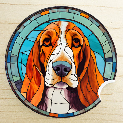 good secret santa gifts - Basset Hound car coaster