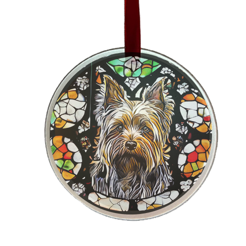 Brewer Terrier dog glass ornament