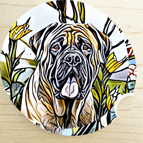 Stained Glass Dog Ceramic Car Coasters- Working Group