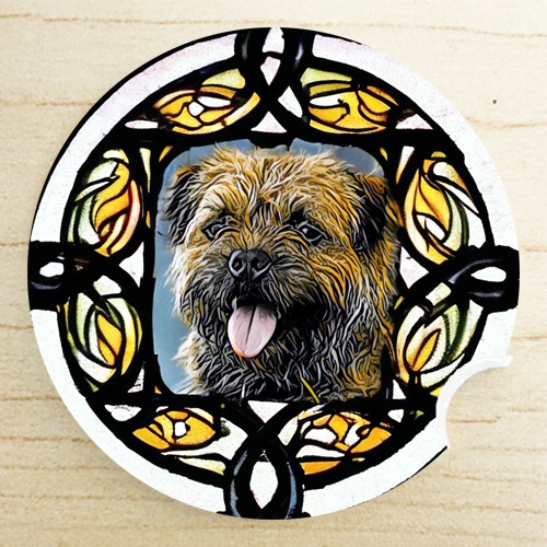 Stain Glass Designed AKC Terrier Group ~ Car Coaster