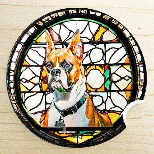 Stained Glass Dog Ceramic Car Coasters- Working Group