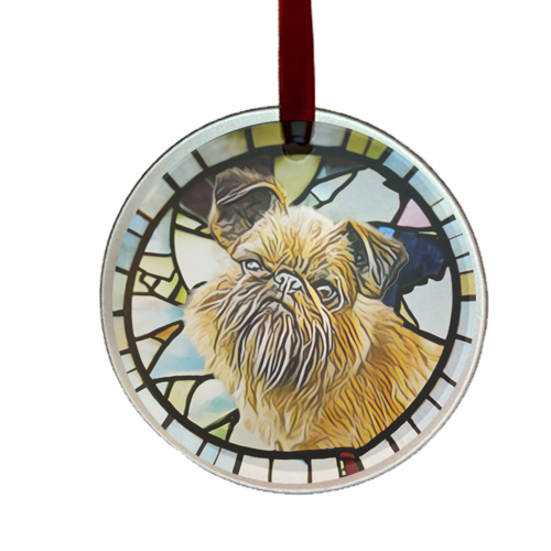Brussels Griffon dog glass ornament