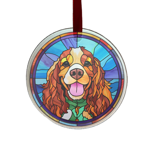 Cavalier dog glass ornament