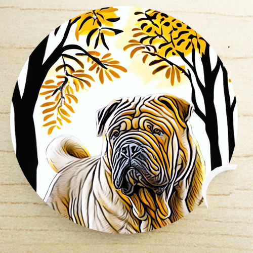 unique gifts for dog lovers - Chinese Shar Pei car coaster