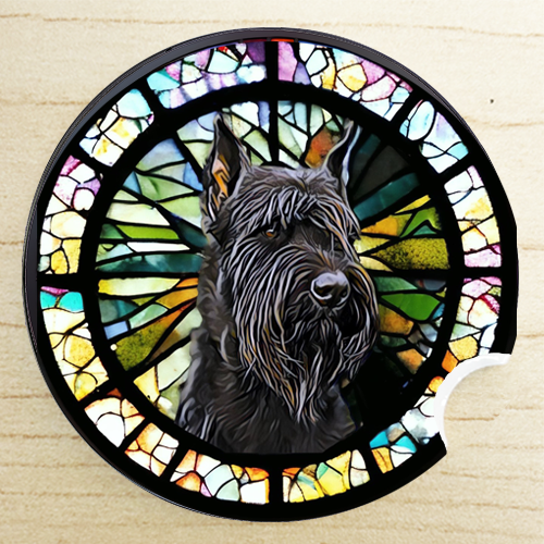 Stained Glass Dog Ceramic Car Coasters- Working Group