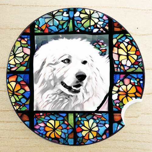 Stained Glass Dog Ceramic Car Coasters- Working Group
