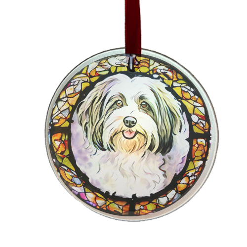 Havanese dog glass ornament