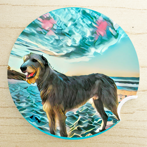 going away gift for coworker - Irish Wolfhound car coaster