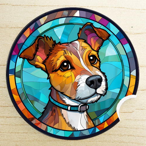 Stain Glass Designed AKC Terrier Group ~ Car Coaster