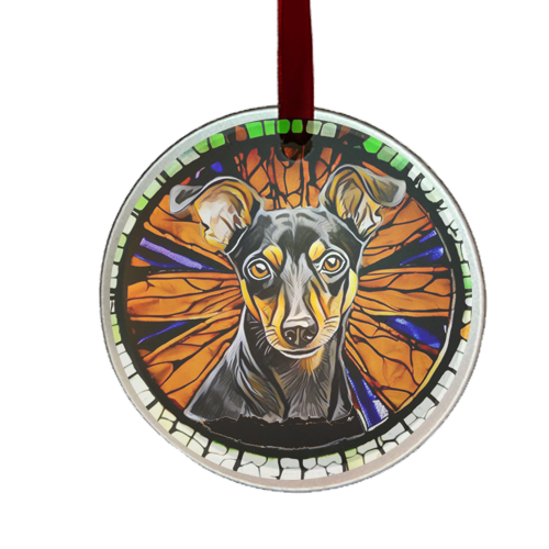 Manchester Terrier dog glass ornament