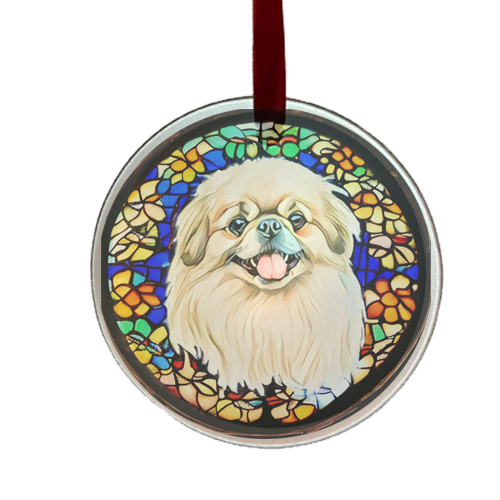 Pekingese dog glass ornament