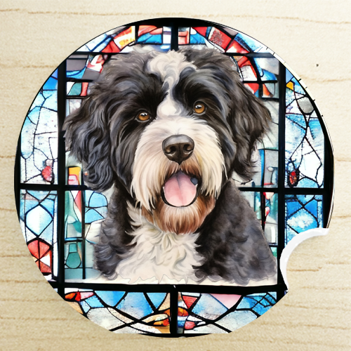 Stained Glass Dog Ceramic Car Coasters- Working Group