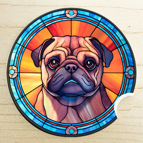 vow gifts for her - Pug car coaster