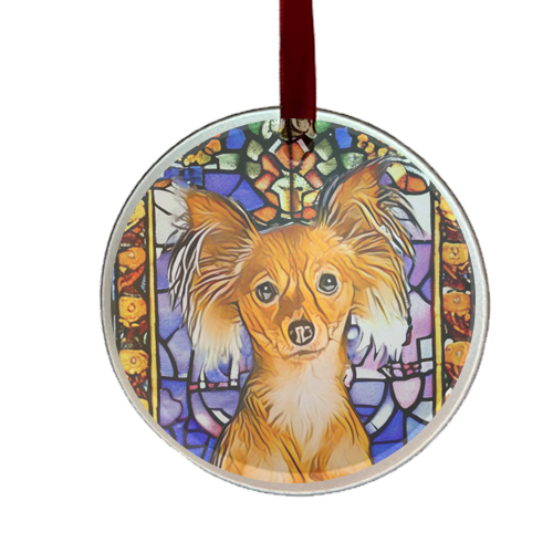 Russian Terrier dog glass ornament