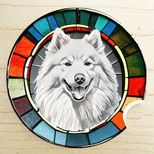 Stained Glass Dog Ceramic Car Coasters- Working Group
