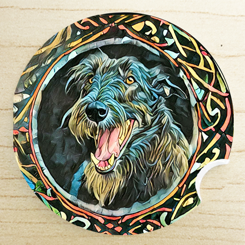gift for coworker - Scottish Deerhound car coaster