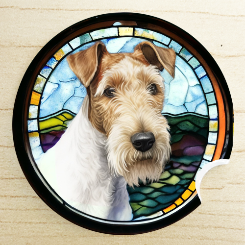 thoughtful gifts for dog lovers - Wirehaired Fox Terrier car coaster