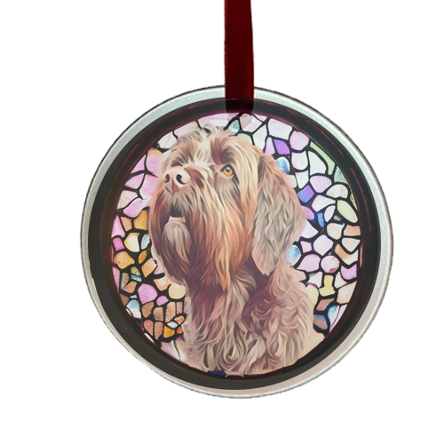 Wirehaired Pointing Griffon glass ornament