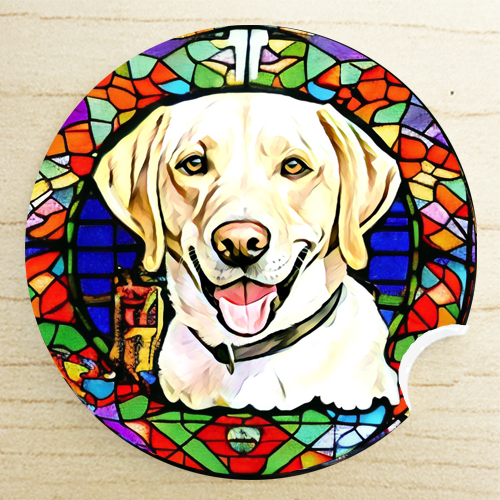 gift for Real Estate Agent - Yellow Lab car coaster