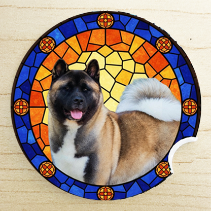 Stained Glass Dog Ceramic Car Coasters- Working Group