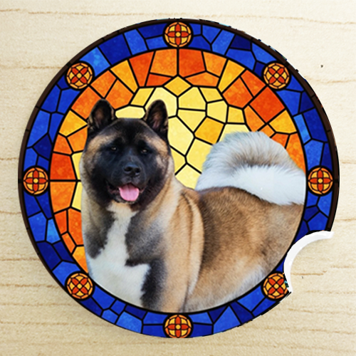 Stained Glass Dog Ceramic Car Coasters- Working Group