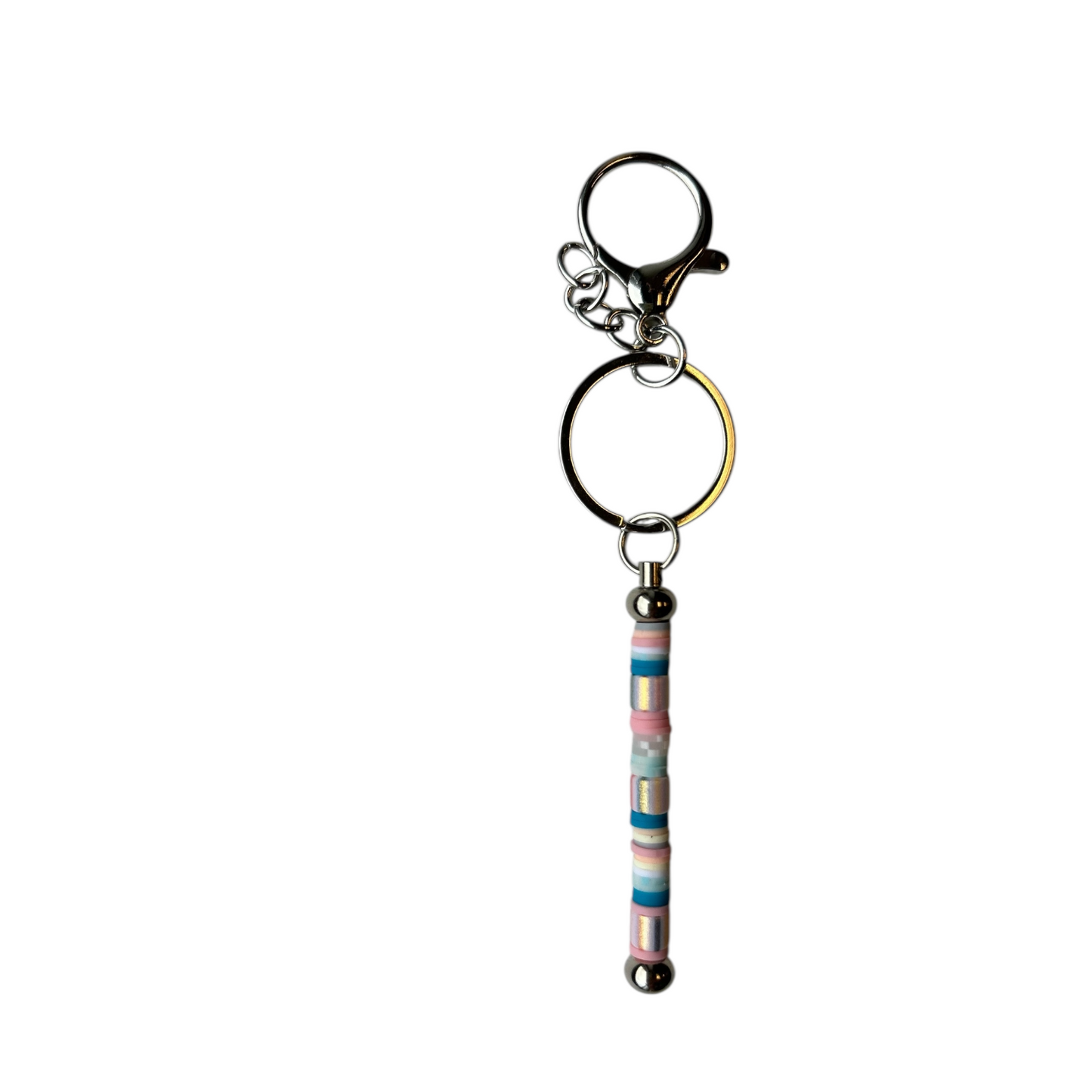Custom Bag Charm with Polymer Clay Beads & Photo Charm – Personalized Keyring Accessory