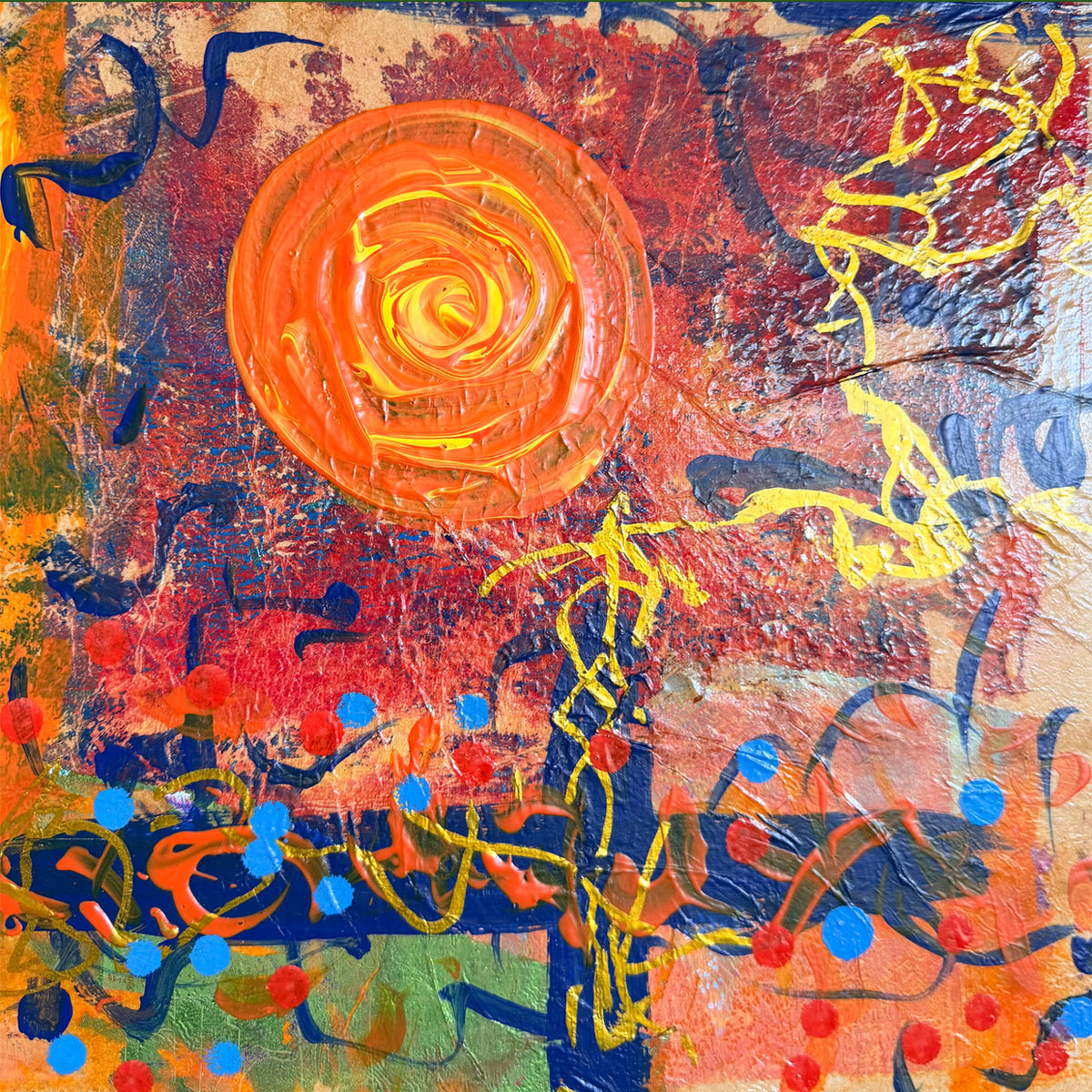 Center of Attention | Original Abstract Mixed Media Painting on Wood Panel