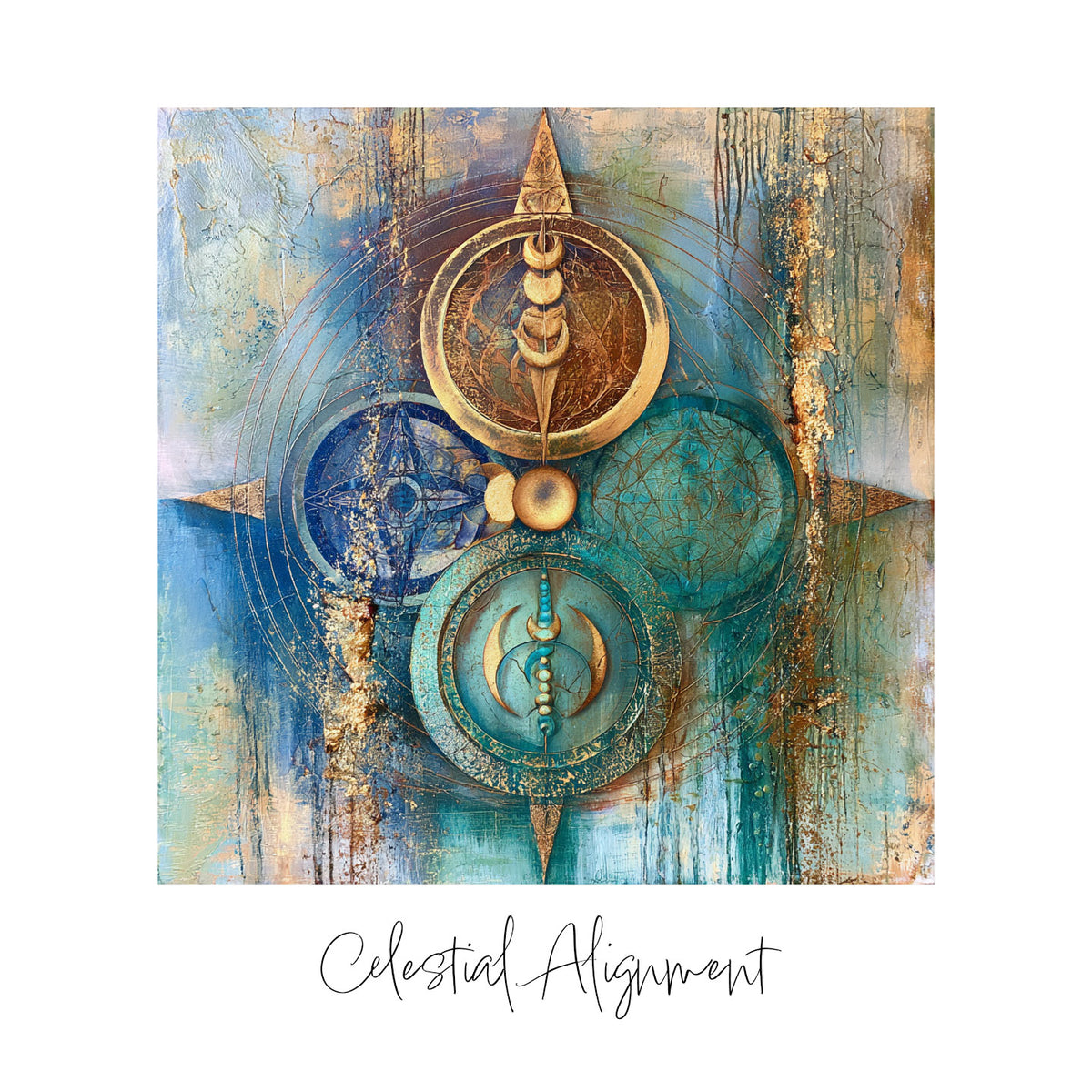 Celestial Alignment - Geometric Ceramic Art Tile