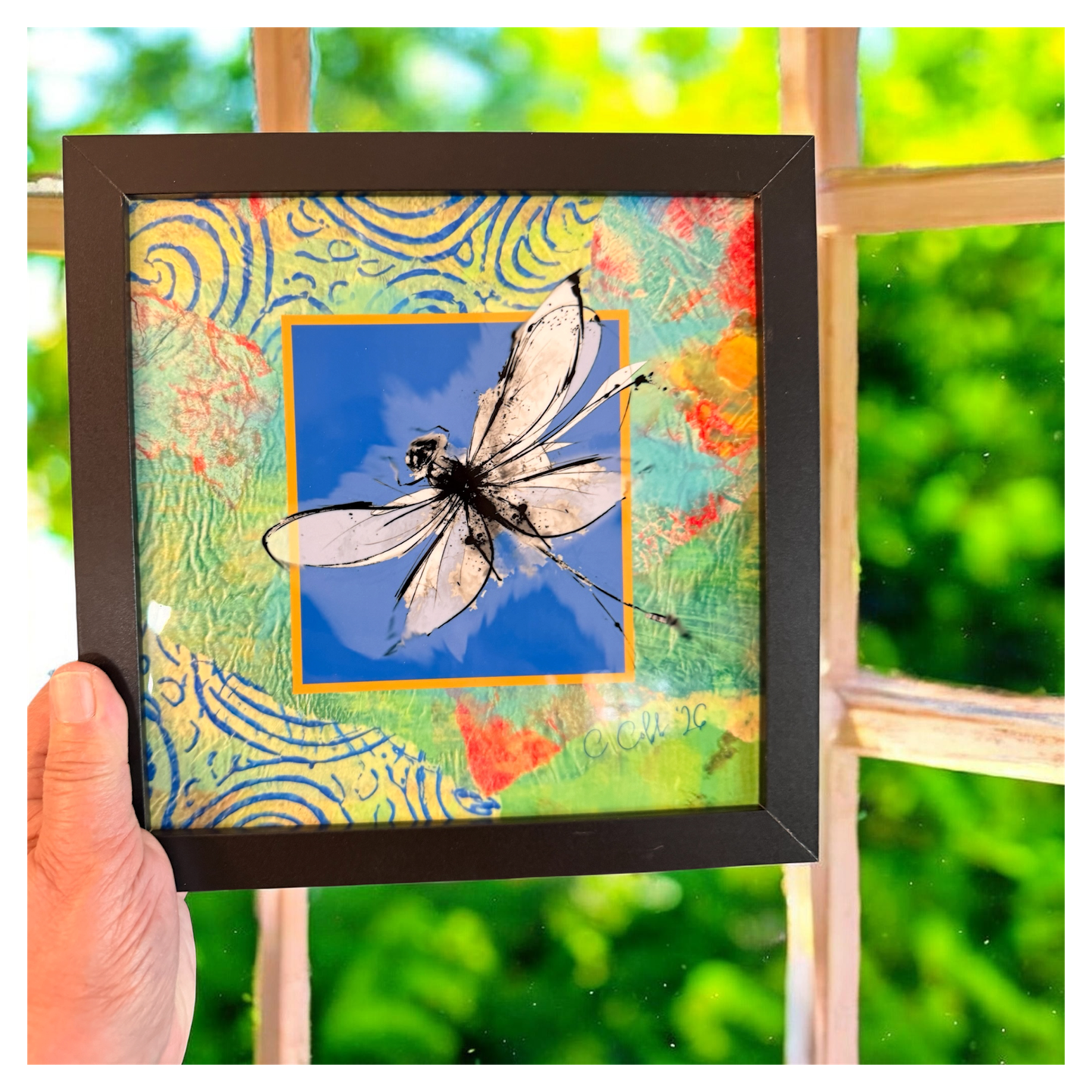 Between Moments — Framed 8×8 Ceramic Tile Art