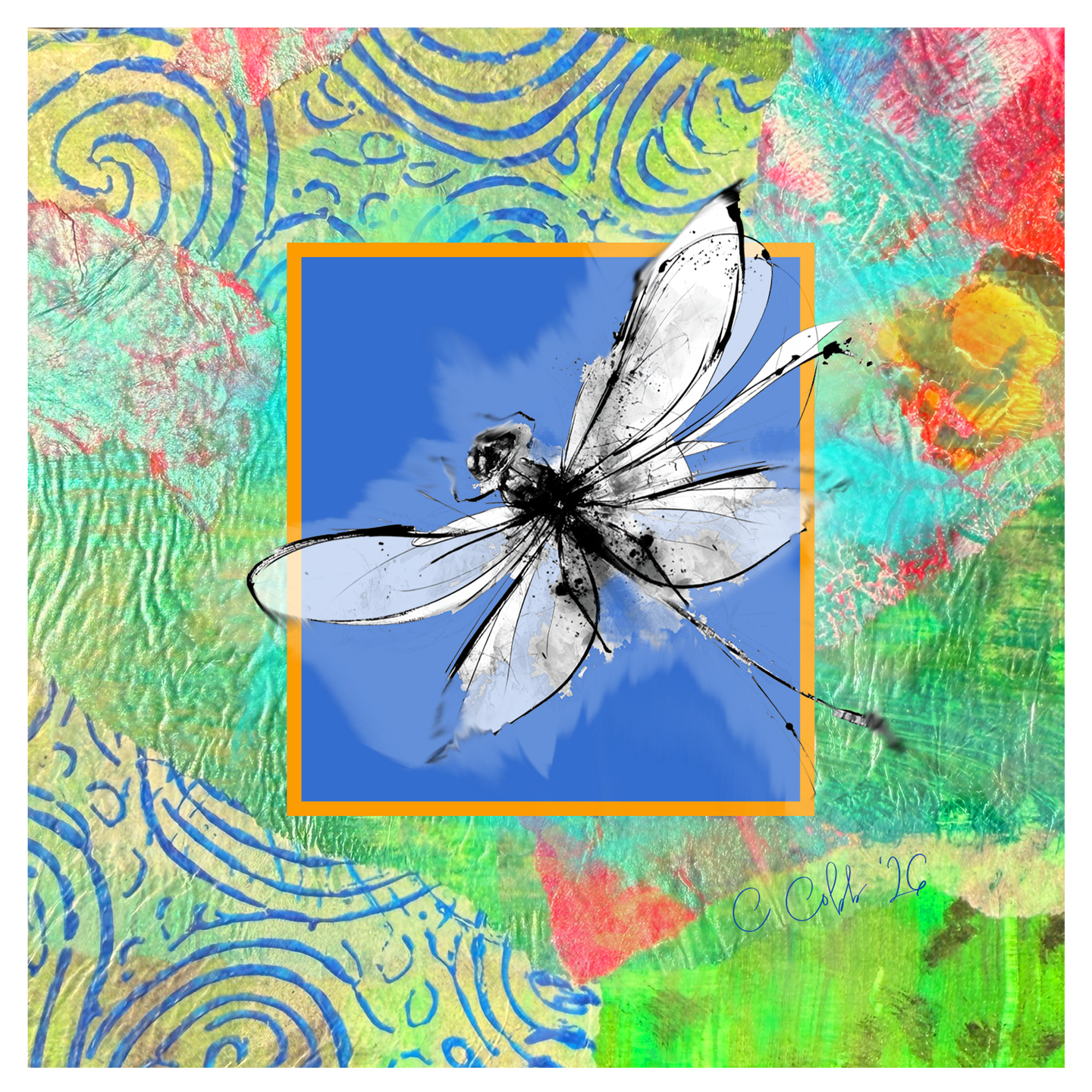 Between Moments — Framed 8×8 Ceramic Tile Art
